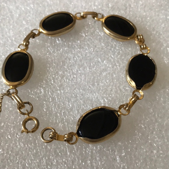Antique onyx gold filled bracelet - Picture 2 of 5